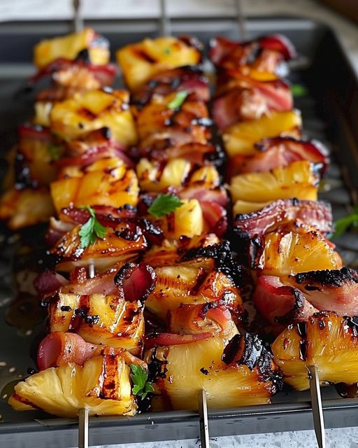 Hawaiian Chicken Bacon Pineapple Kebabs