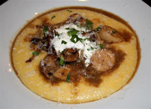 Caramelized Wild Mushroom Ragu over Pecorino Polenta with Truffled Mascarpone