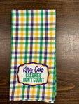 Tea Towel - King Cake Calories Don't Count Plaid