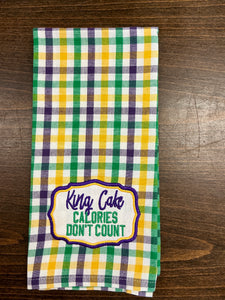 Tea Towel - King Cake Calories Don't Count Plaid